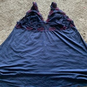 Blue babydoll nightie with sheer lace top